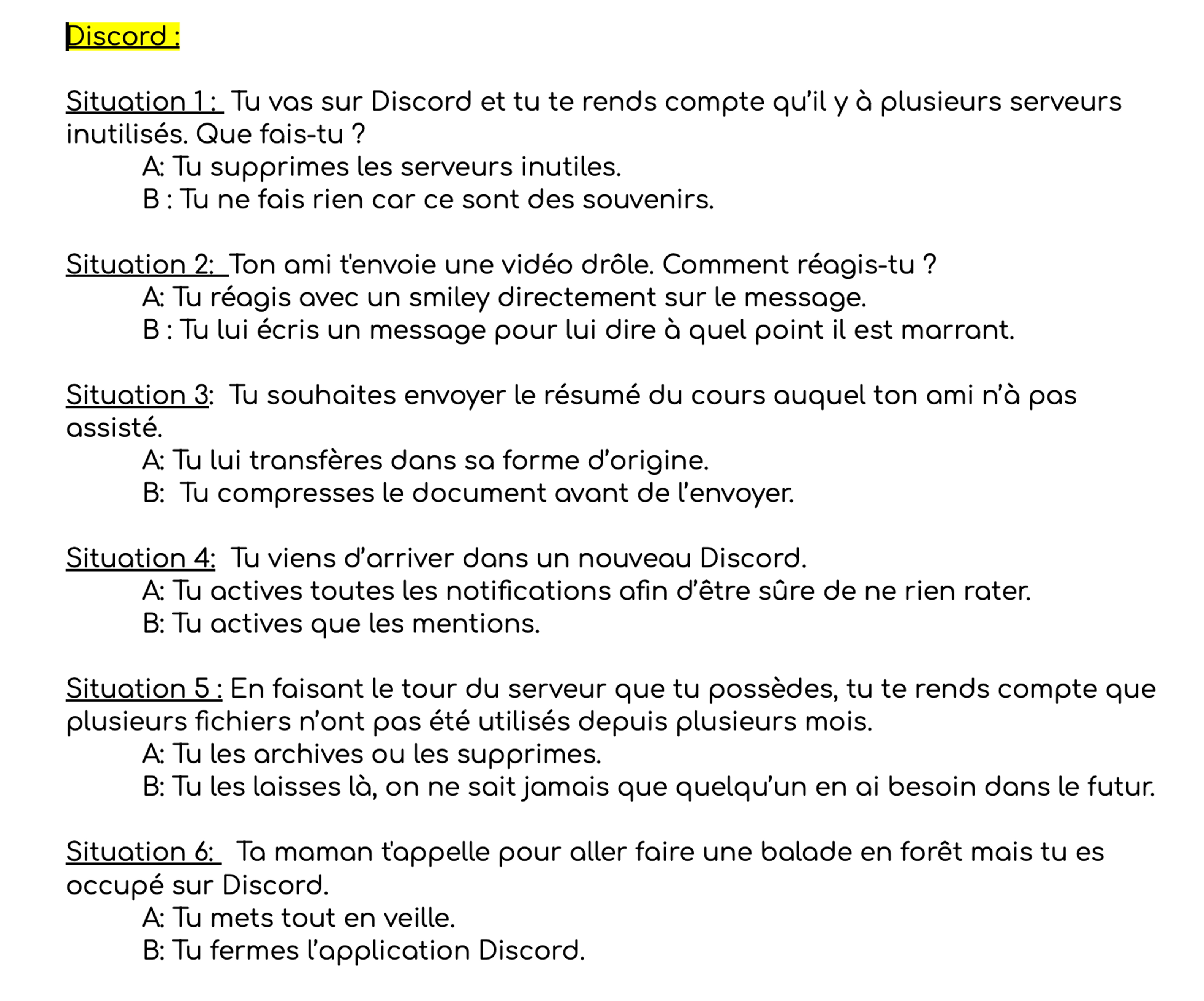 C'est un screen des question a choix multiple que j'ai crée pour une section du site sur le projet final.