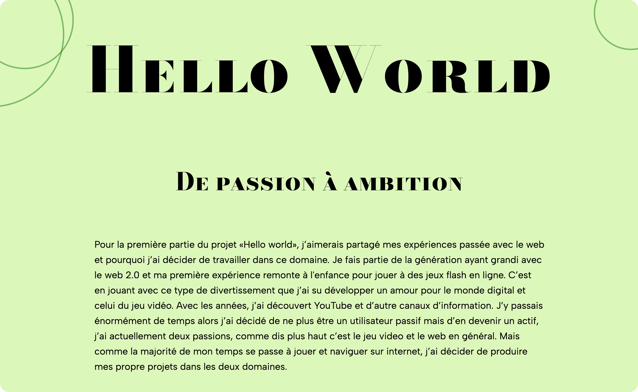 exemple de mon travail du projet hello world